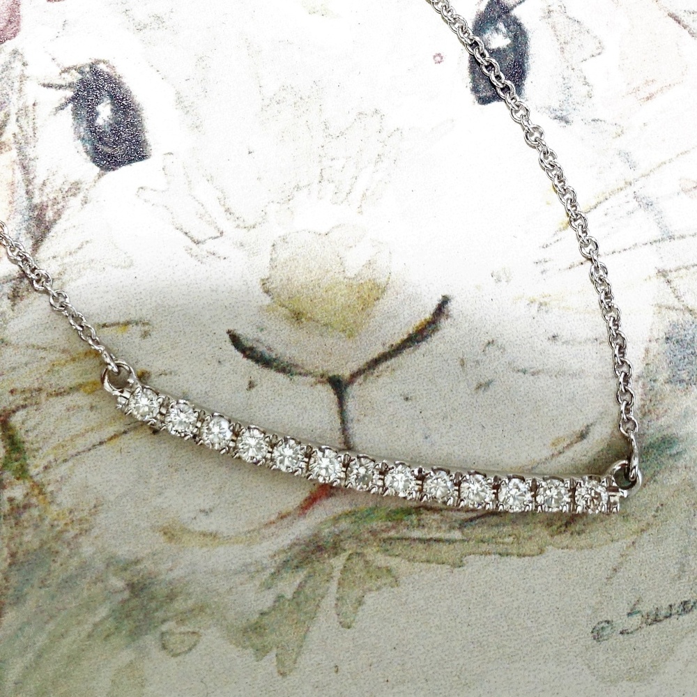 SOLD 18K White Gold .50 Ct Diamond Bar Necklace - Picture 6 of 8